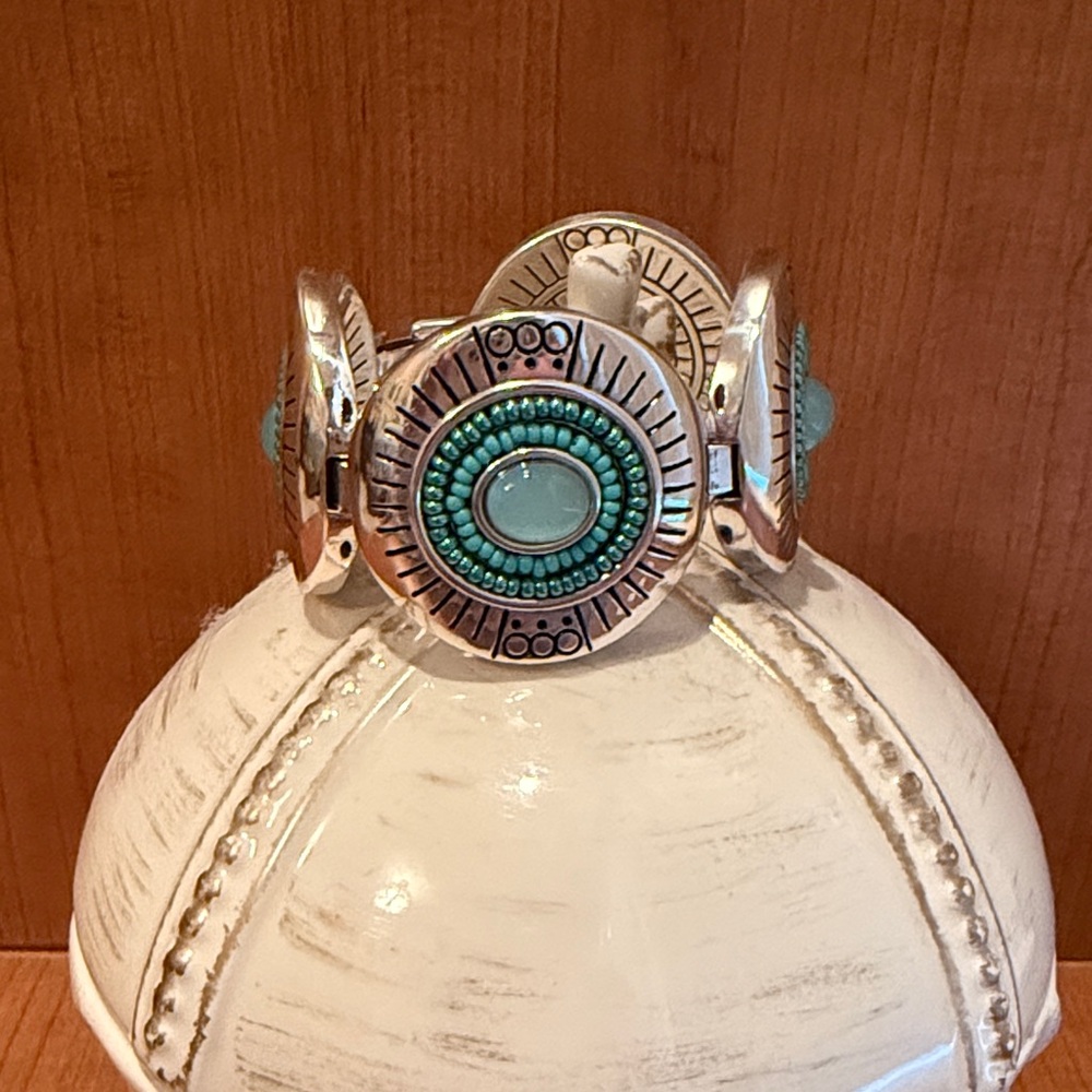 BRIGHTON Vista Faux Turquoise Blue Cabochon link bracelet EUC